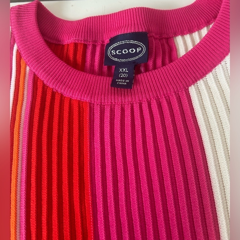 NWOT SCOOP PINK SUNSET SWEATER DRESS Sz.20 CREW NECK, STRIPED, PULLOVER, STRETCH - Picture 5 of 10